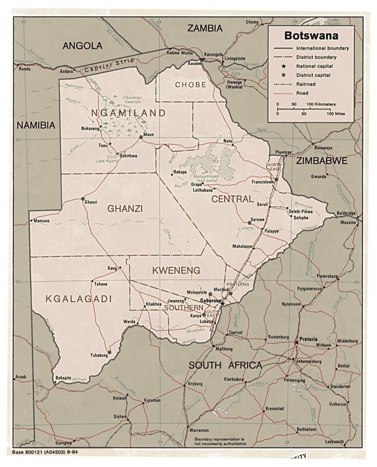 szczegółowa mapa Botswany