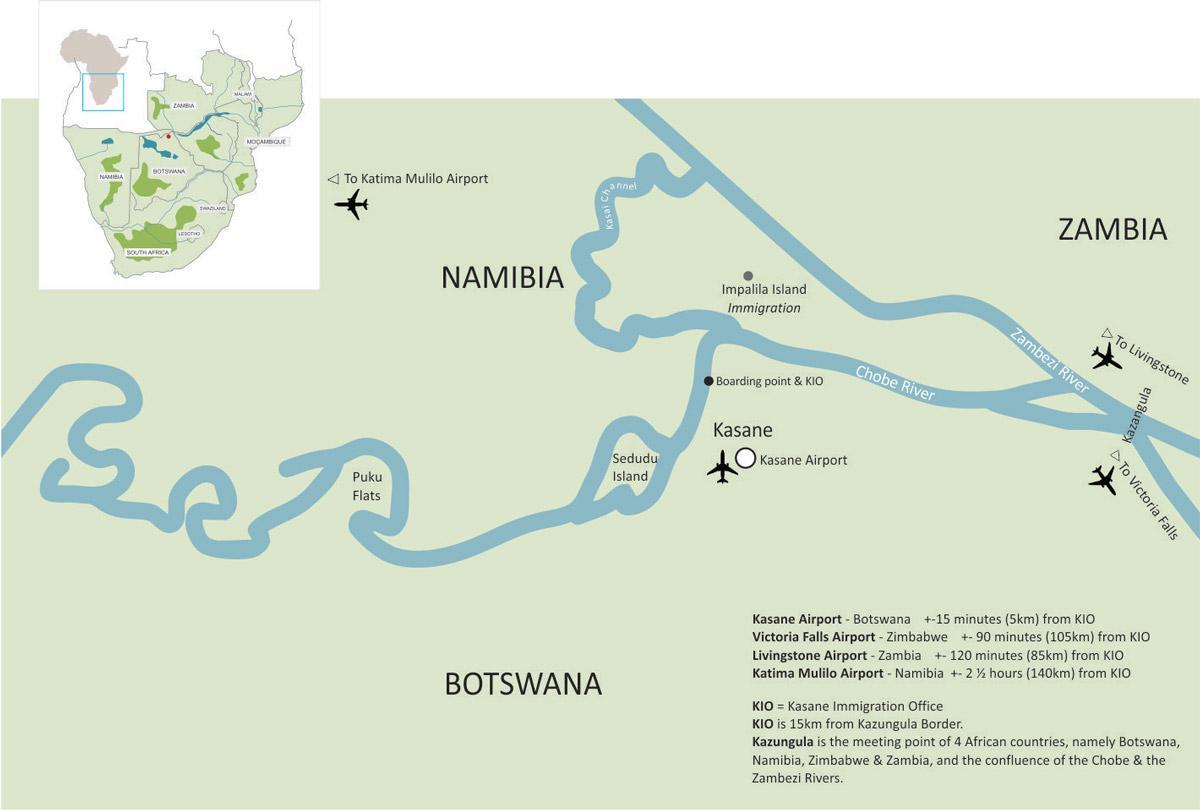 mapa касане Botswany