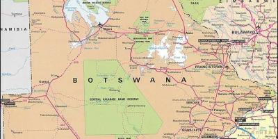 Mapa Botswany mapie z odległościami