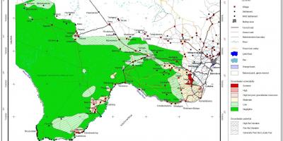 Mapa Botswany wód podziemnych